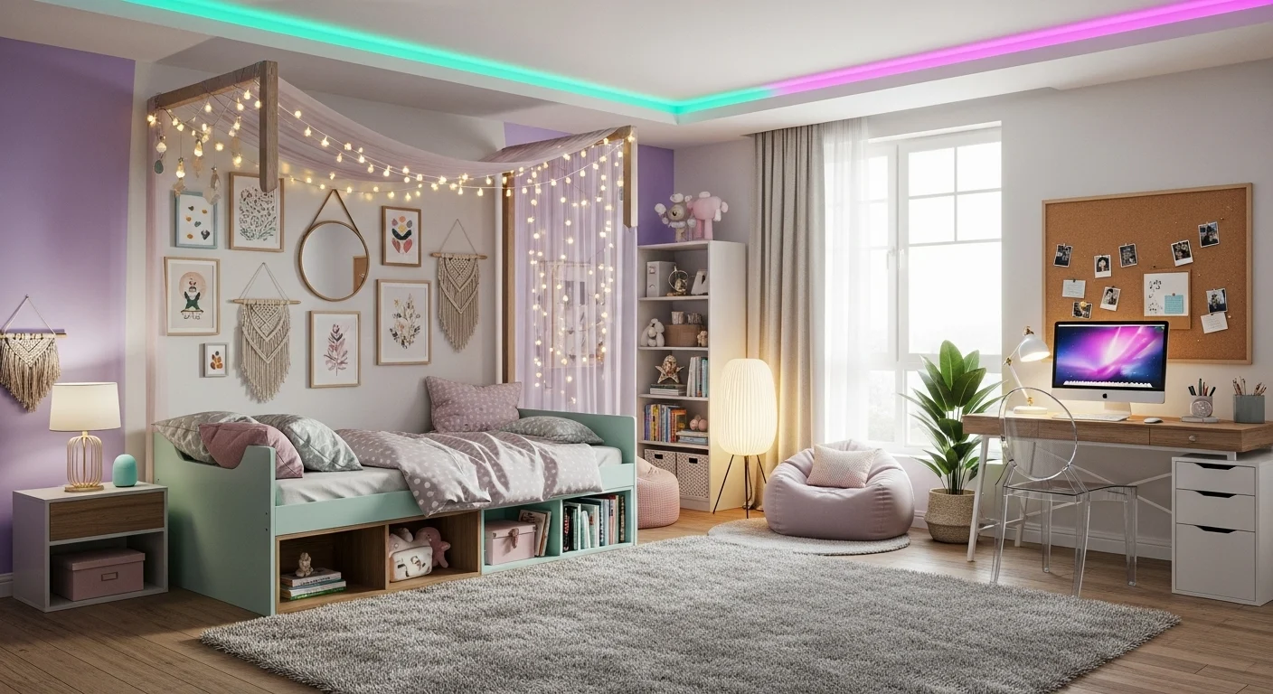 Girls bedroom ideas for 2026 featuring trendy colors, stylish decor, cozy bedding, and modern design elements for a fashionable space