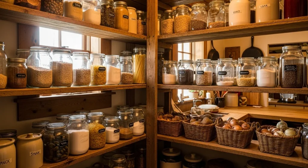 Open Wood Shelf Farmhouse Pantry