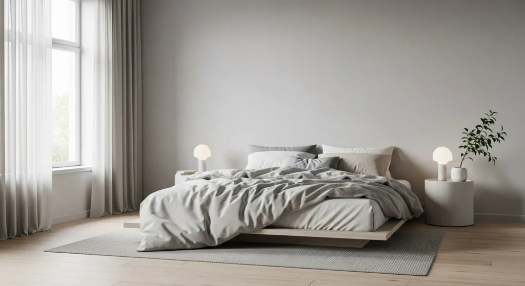 Soft Grey Minimalist Bedroom