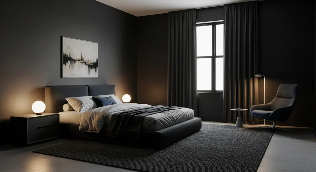 Dark Charcoal Bedroom Walls