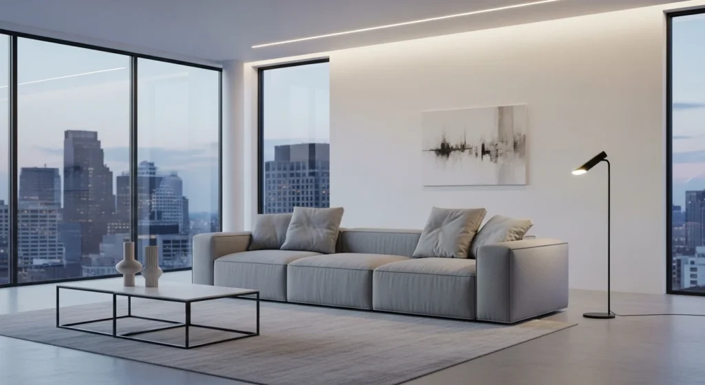 oxy minimalist sofa with straight clean lines