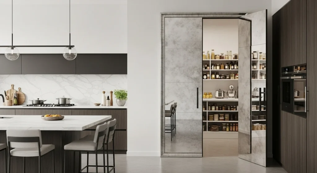 Hidden Pantry Behind Mirror Door