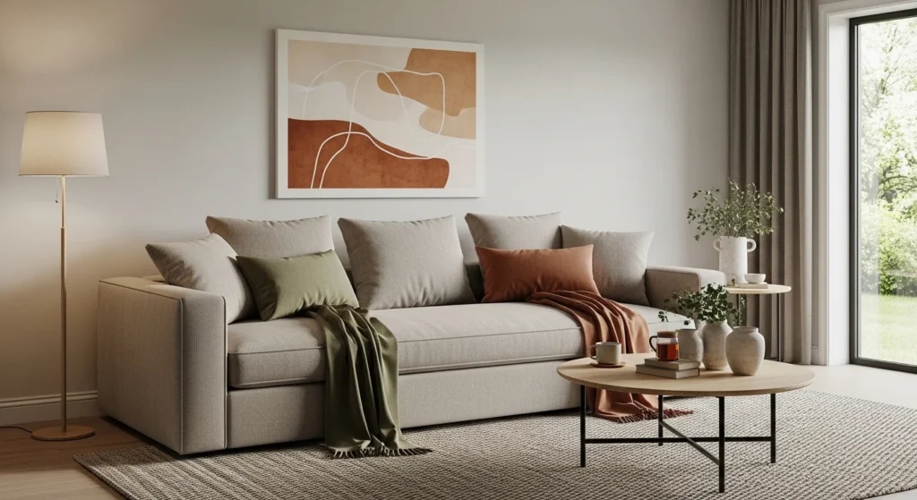 Deep-seated modern sofa designed for comfort and minimal style