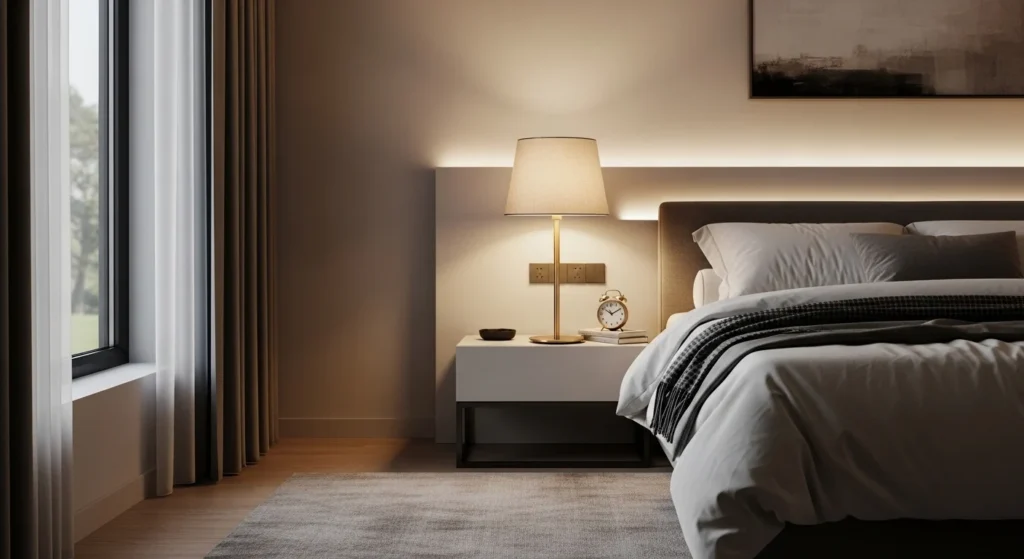 Smart touch bedside lamp with adjustable brightness for modern bedrooms