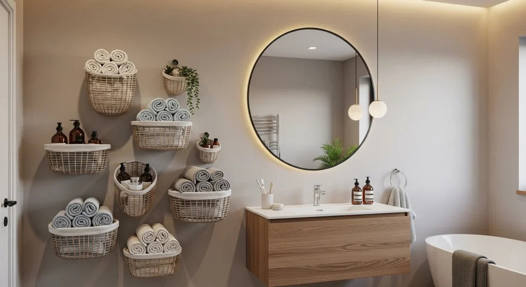 clear acrylic organizers keeping cosmetics tidy inside bathroom drawers