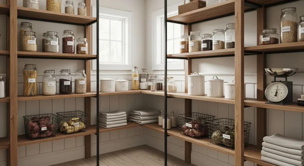 Farmhouse Pantry with Black Accents