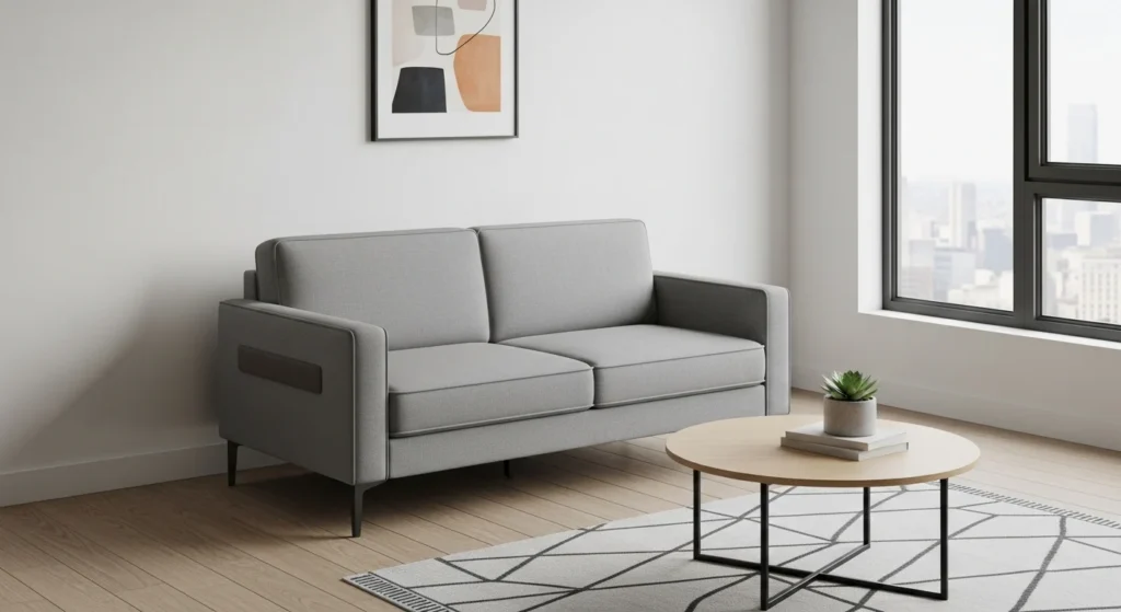 Compact minimalist sofa ideal for small apartment living