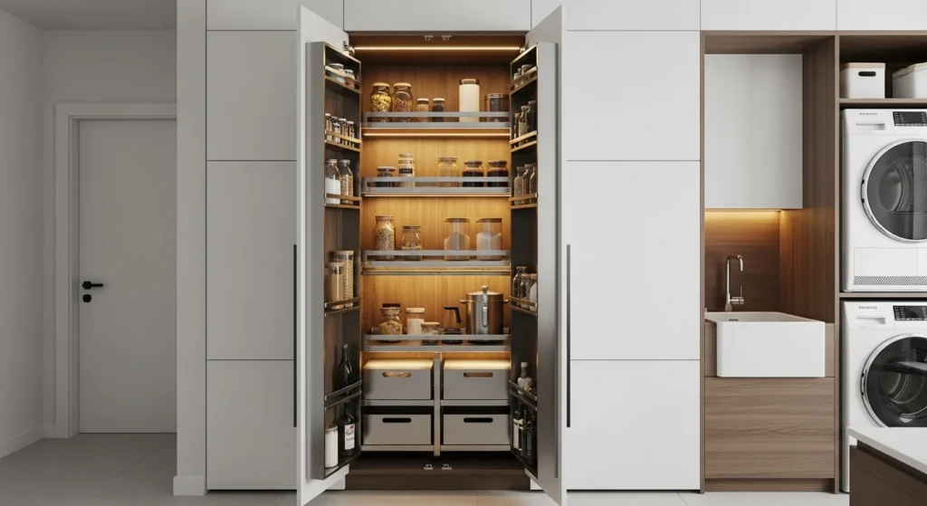 Hidden Pantry Inside Utility Wall
