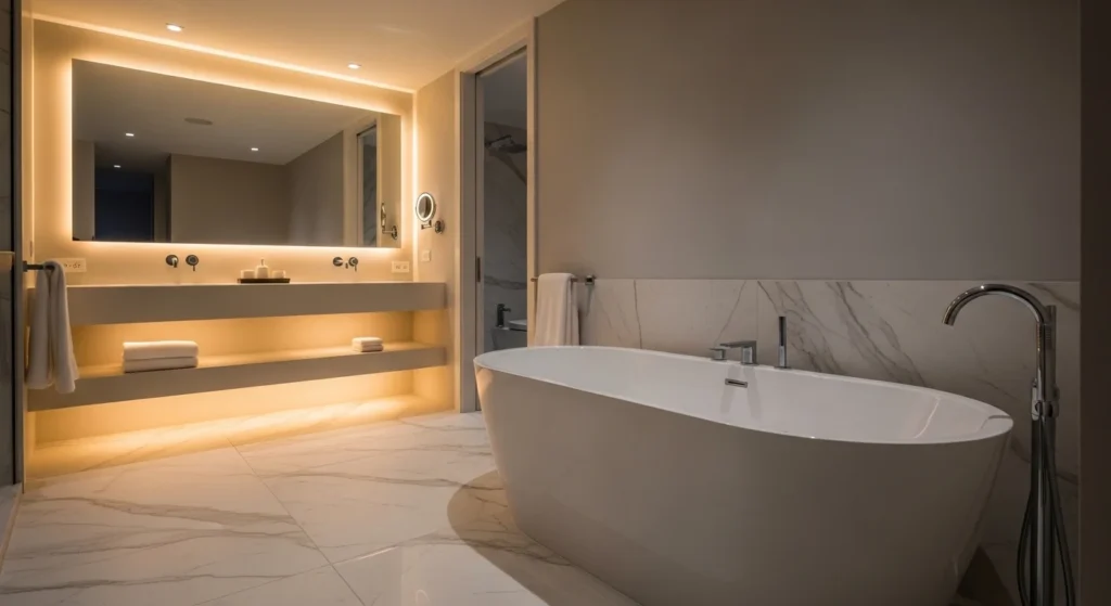 luxury bathroom with freestanding bathtub and spa-inspired modern interior
