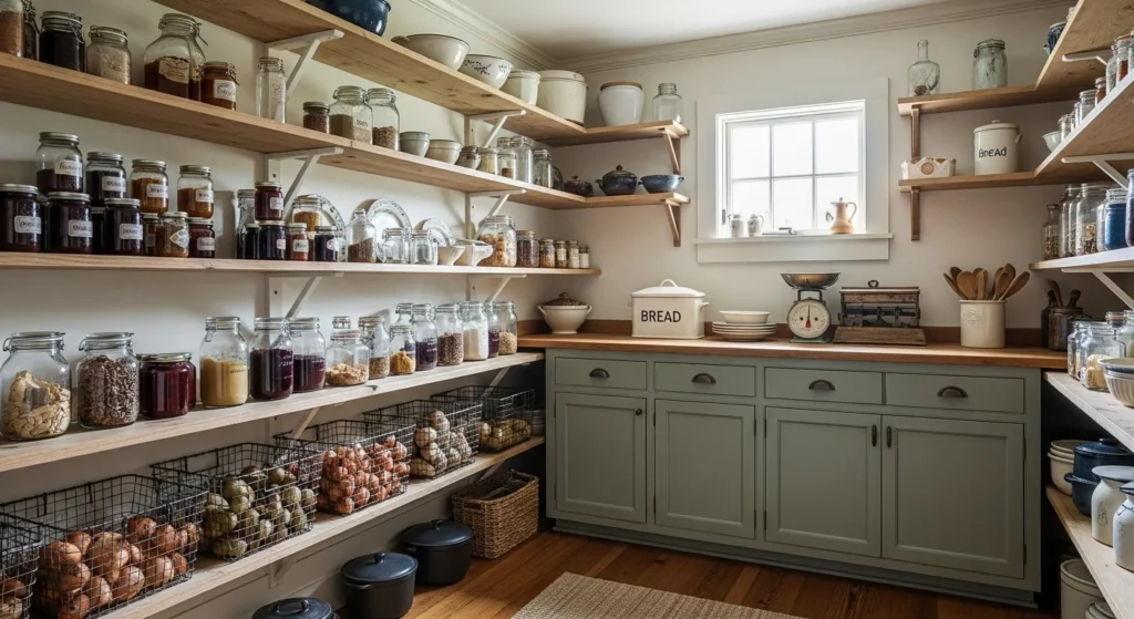 Farmhouse Pantry with Mixed Storage
