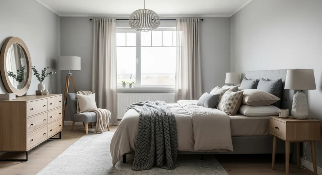 Grey and Beige Bedroom Design