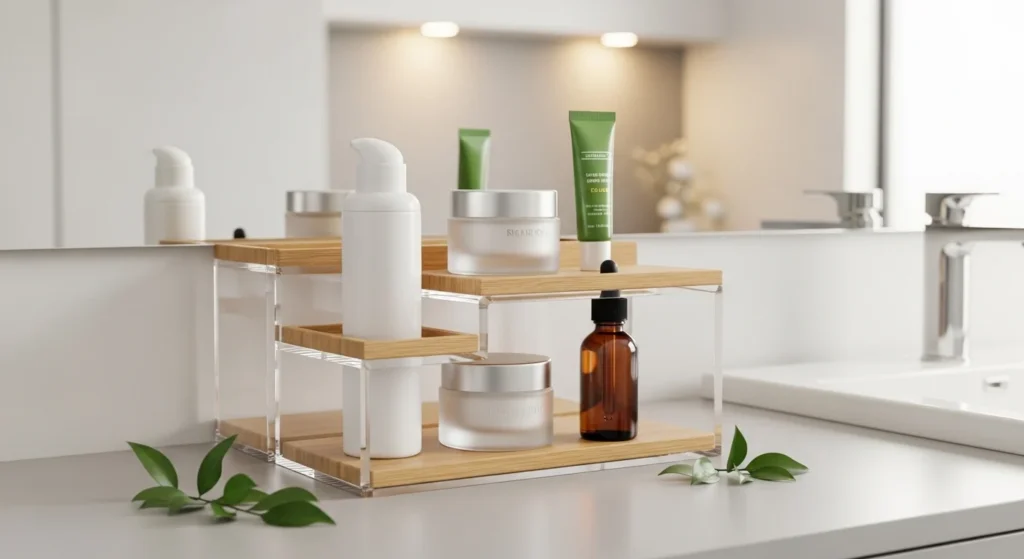 inside cabinet door storage for hair tools and small bathroom accessories