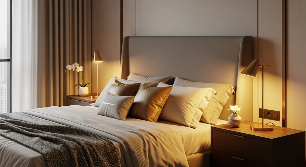 Sparkling crystal bedside lamp adding luxury and elegance to bedroom