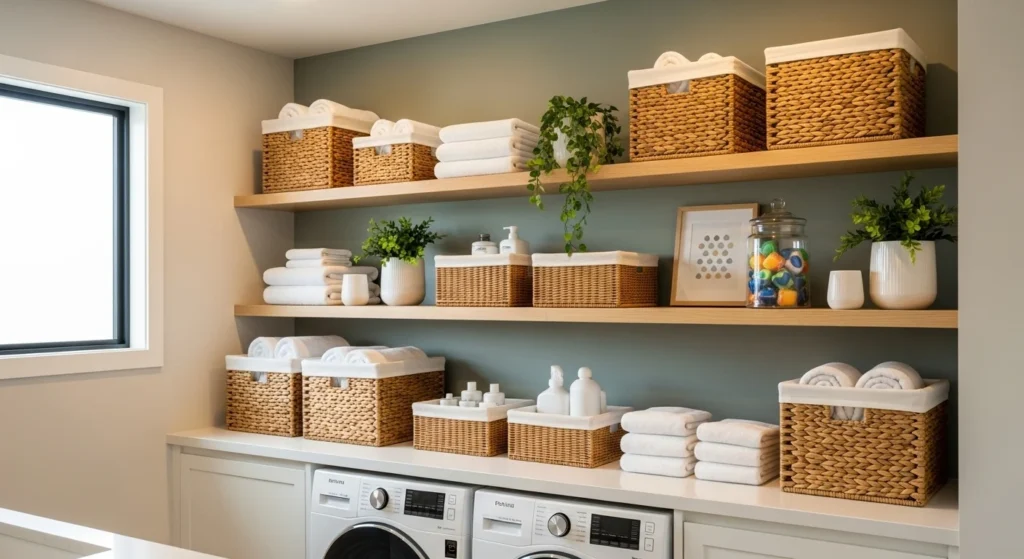 Laundry room cabinet door storage using hanging organizers, smart 2026 solution