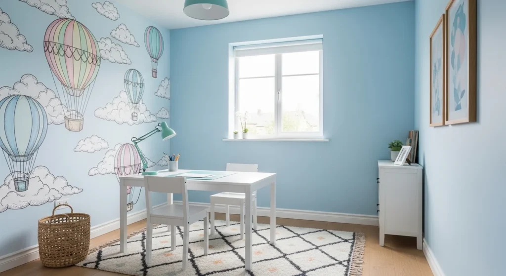 children craft room with creative workspace and organized supplies