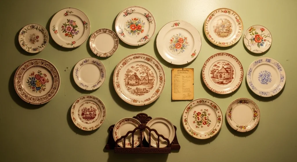 Vintage kitchen wall with decorative plates