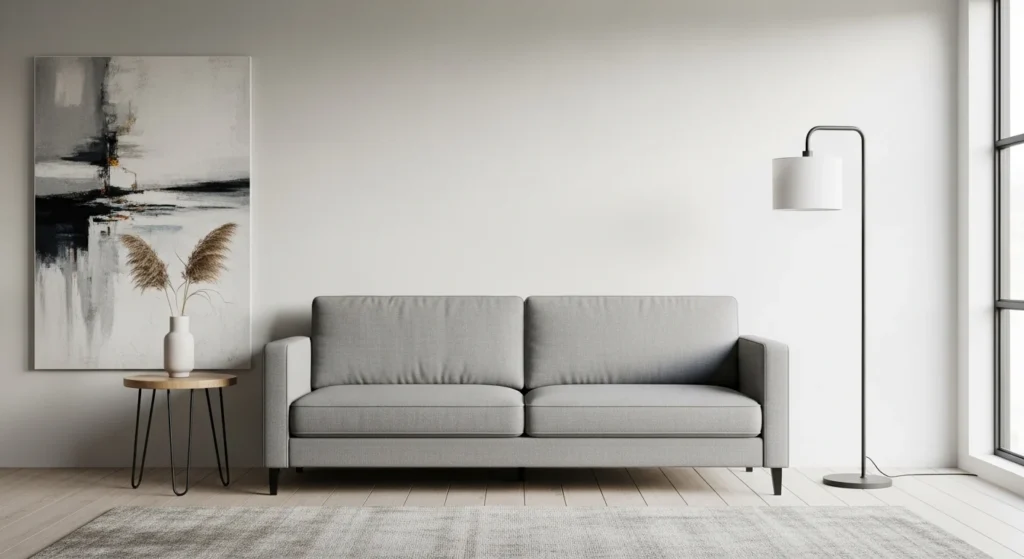 traight-back minimalist sofa with structured modern look