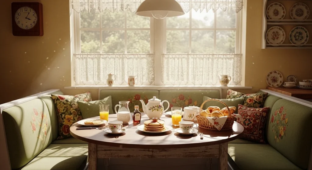 Vintage kitchen featuring aged paint finishes