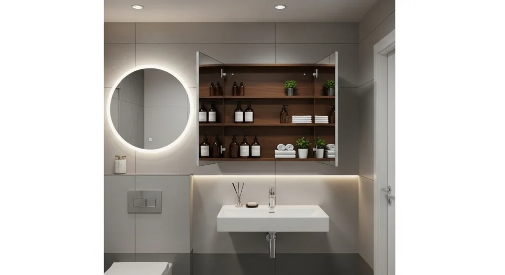 tall narrow storage unit ideal for compact bathroom organization