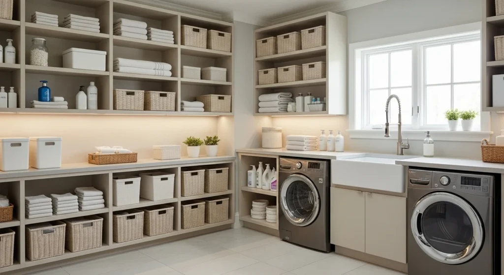 Built-In Laundry Room Shelves