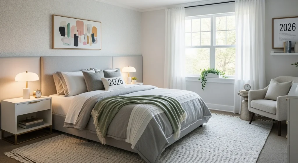 Thoughtfully designed guest bedroom focused on comfort, balance, and modern 2026 styling
