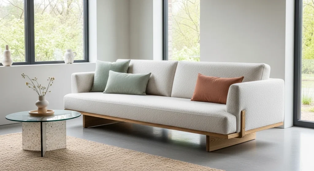 Eco-friendly minimalist sofa made with sustainable materials