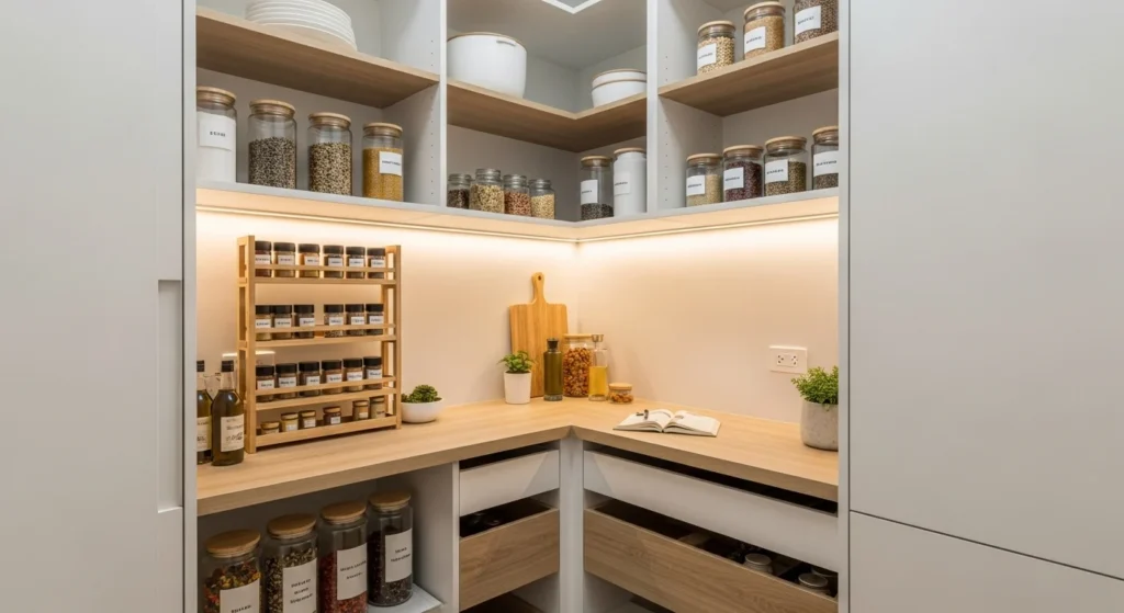Small pantry optimized for everyday efficiency with compact and organized storage