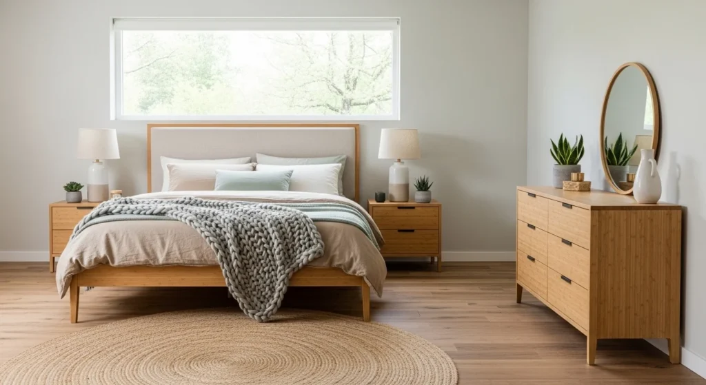 Sustainable bedroom furniture made from natural materials supporting modern eco living