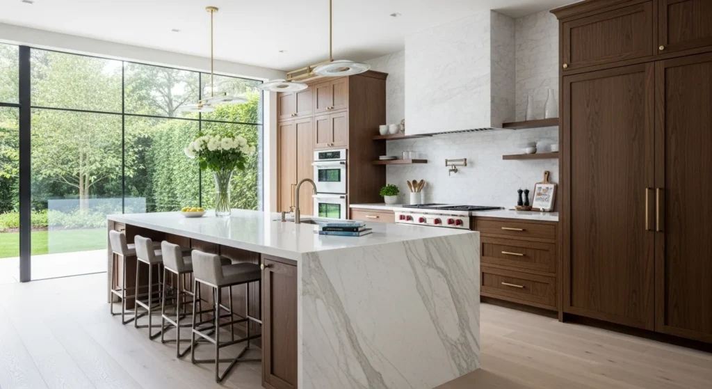 Luxury kitchen with oversized statement island design