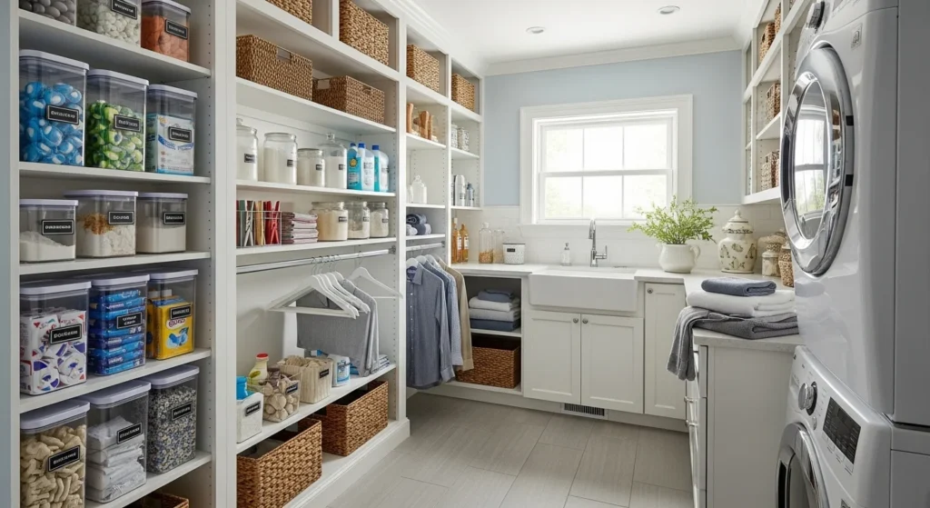 Laundry Room Pantry Along One Wall