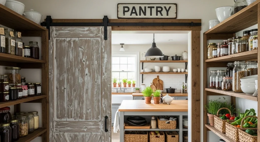 Farmhouse Pantry with Sliding Barn Door