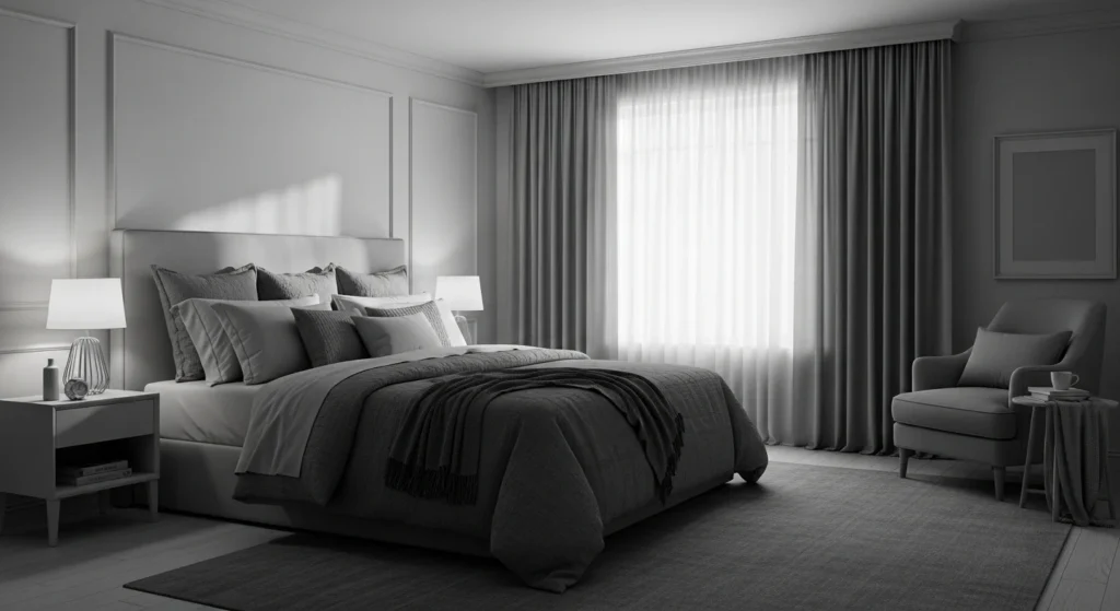 Grey Monochrome Bedroom Design