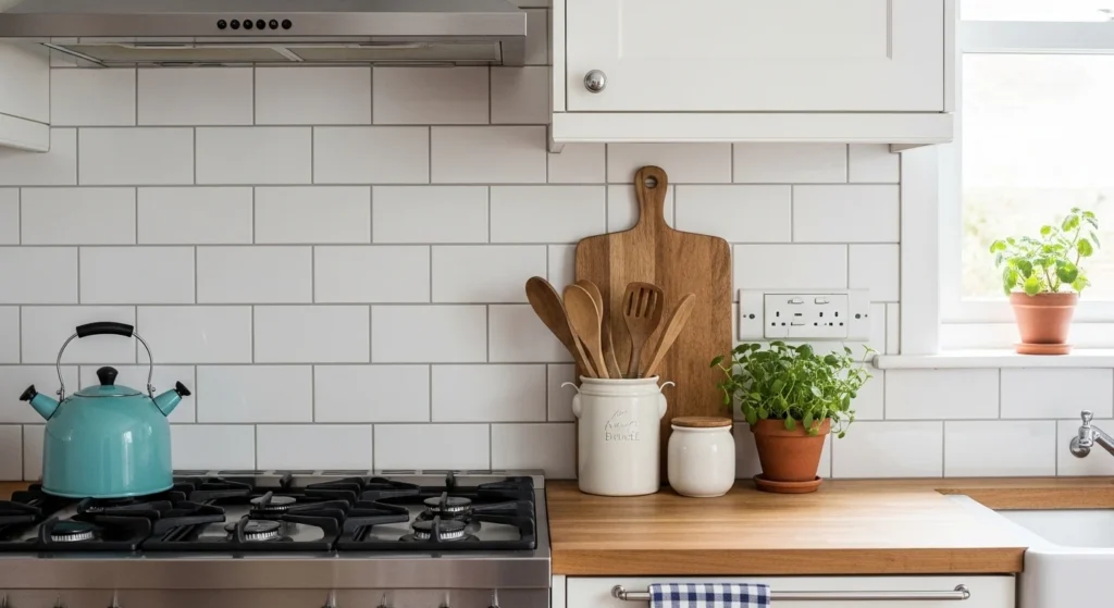Classic subway tile backsplash in a vintage kitchen