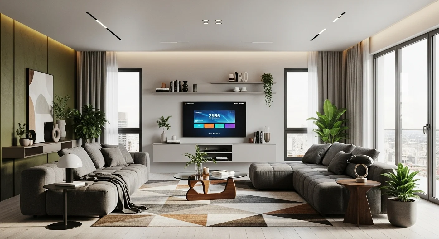 Apartment living room designs for 2026 featuring modern layouts, space-saving furniture, neutral tones, and stylish interior ideas for small homes