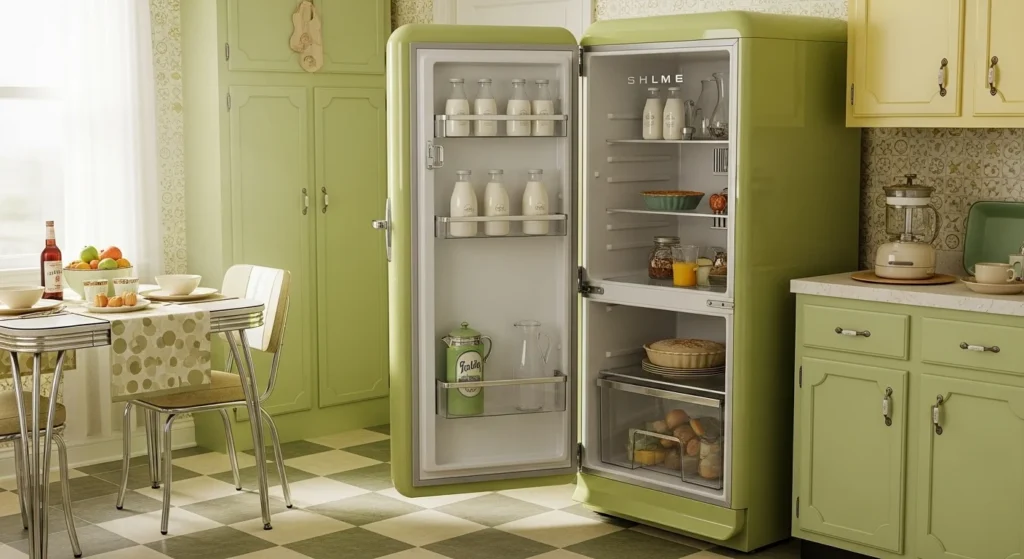 Retro-inspired appliances in a vintage kitchen design