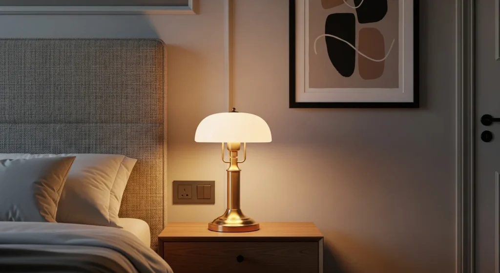 Luxury marble bedside lamp enhancing sophisticated bedroom styling