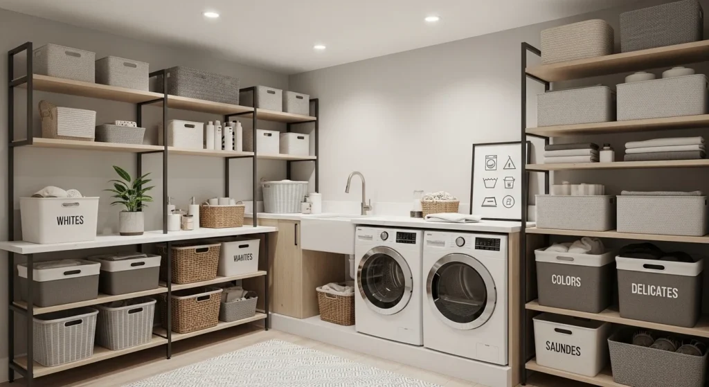 Modern laundry room shelf ideas for organized and stylish storage in 2026