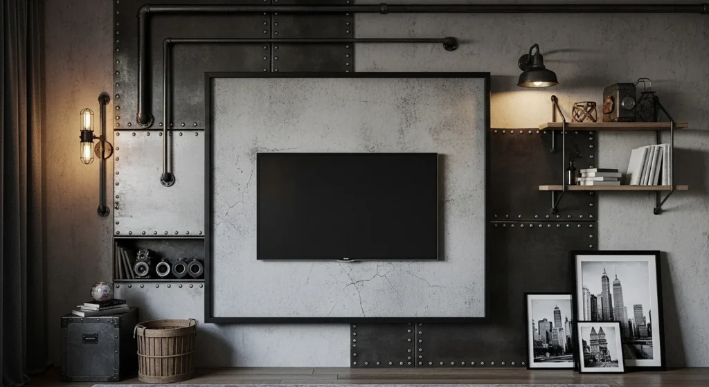 modern tv wall design with hidden cables and sleek panel finish