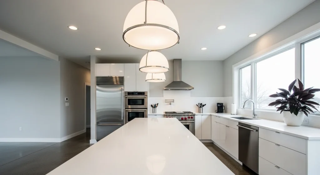 Bright kitchen with white countertop creating clean and modern look
