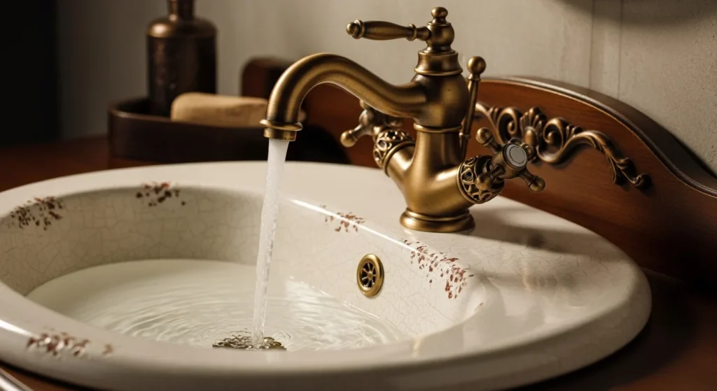 Rustic bronze faucet with classic vintage inspired design