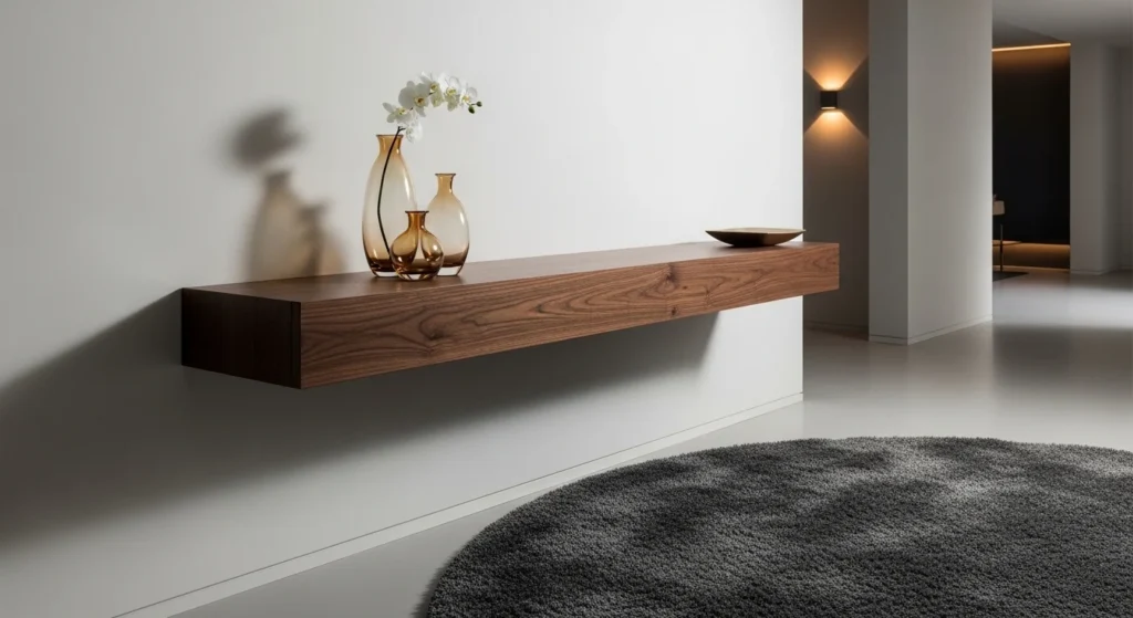 Modern foyer with wall mounted floating console table design