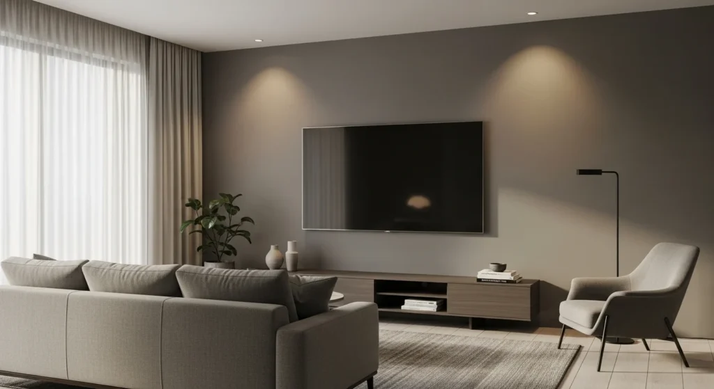 matte tv wall with smooth anti glare surface and modern setup