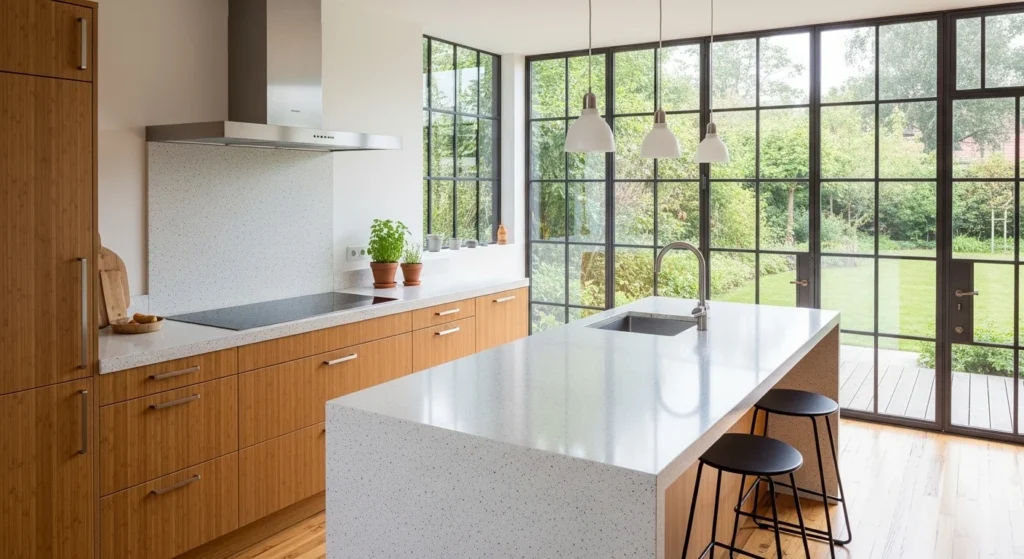 Sustainable kitchen countertop made from eco friendly materials
