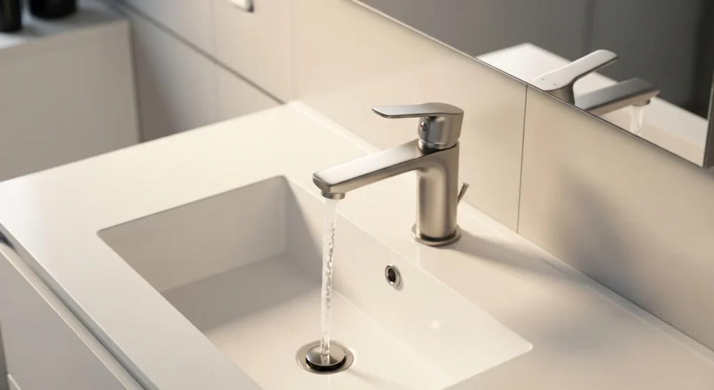 Sleek single handle modern bathroom faucet with minimalist design