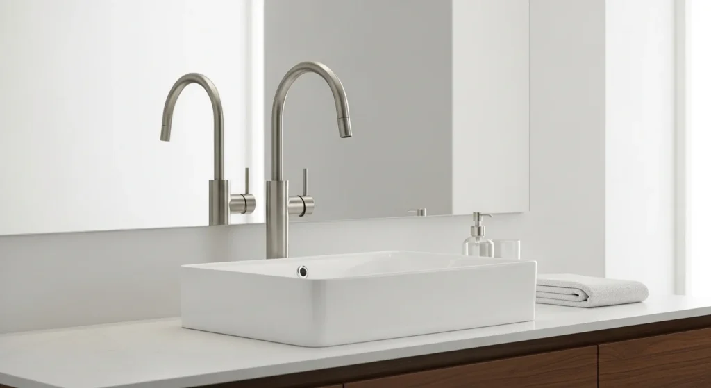 Elegant tall faucet designed for modern vessel sink vanity