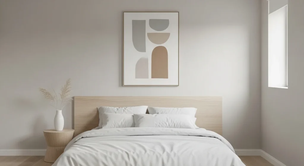 minimalist bedroom wall decor with neutral tones clean modern aesthetic