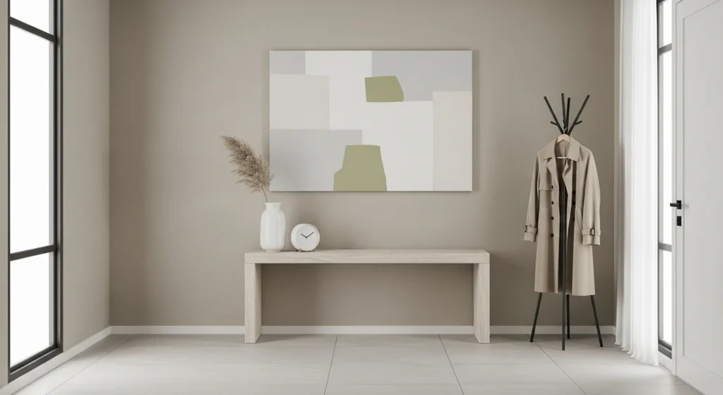 minimalist foyer with clean design and neutral colors creating welcoming entry