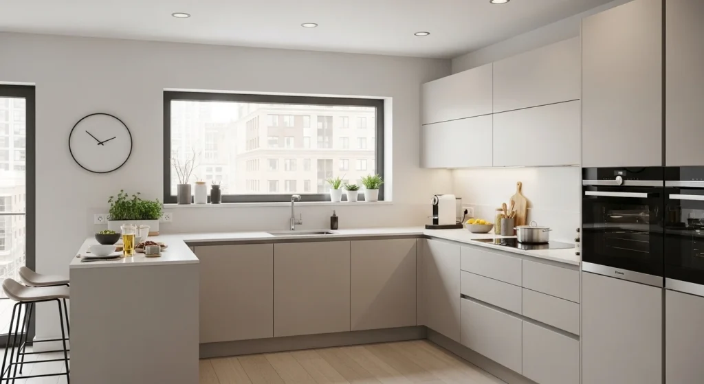 corner kitchen layout maximizing space with smart storage modern design