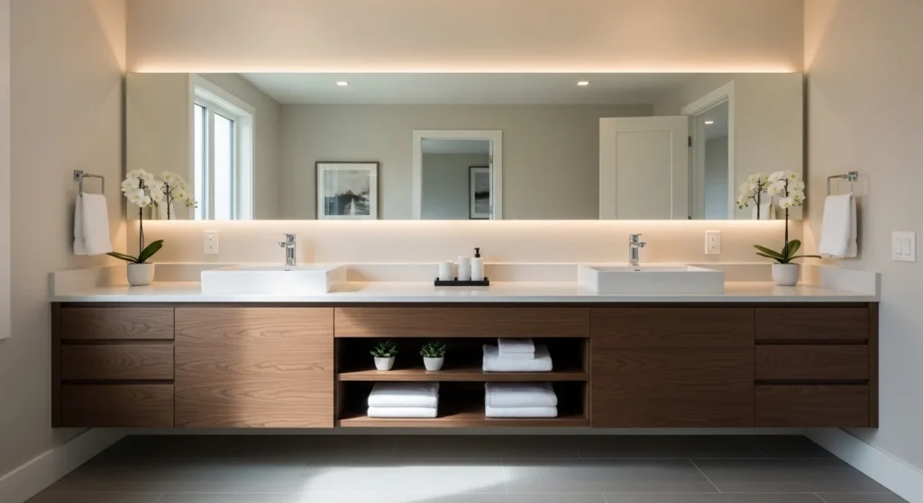 bathroom with double sink vanity functional modern layout