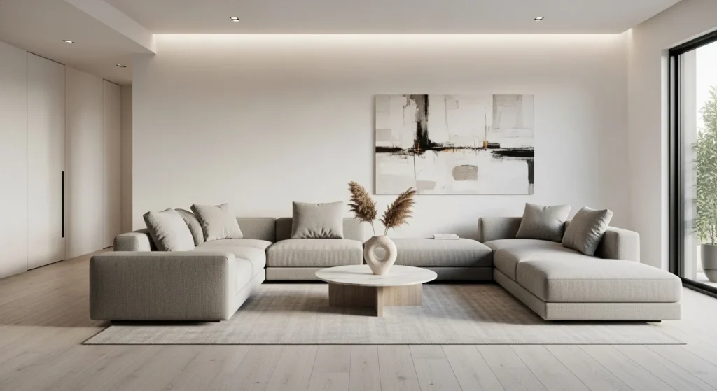 living room with low profile sectional sofa modern spacious look